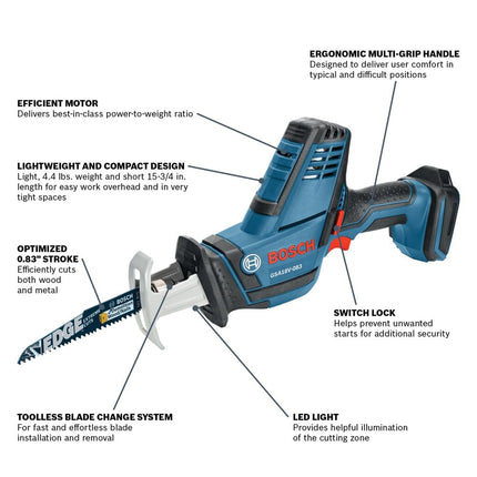 BOSCH GSA18V-083B 18V Compact Reciprocating Saw (Bare Tool)