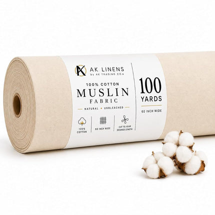 AK TRADING CO. 60" Wide Natural Muslin, 100% Cotto