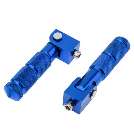 Windance 8mm M8 Passenger Footrest Pedals 90 Degree Foldable Non-Slip Motorcycle Scooter Bike E-Bike (Blue)