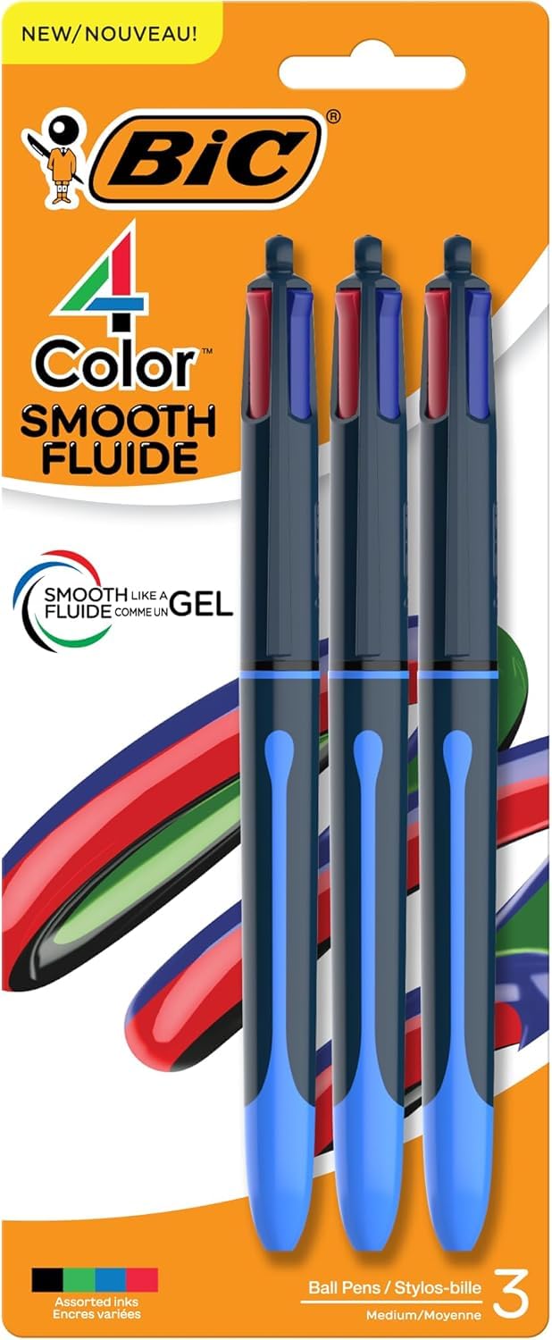 BIC 4 Color Smooth Retractable Ballpoint Pen, 1.0 