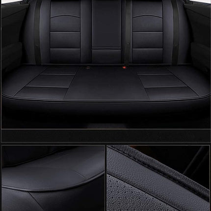 OASIS AUTO OSC-003 Fundas de asiento de cuero hechas a medida para Jeep Wrangler 4dr 2013, 2014, 2015, 2016, 2017 (Negro)