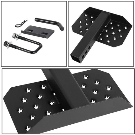 DNA MOTORING Universal Trailer Truck Towing Heavy Duty Hitch Step Bar for 2” Receivers, Rear Bumper Protector for Vehicle, Pickup, car, PT-ZTL-8085-BK