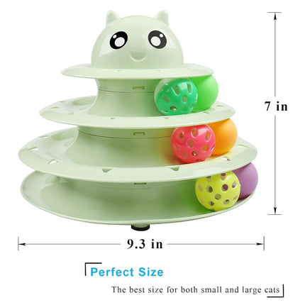 UPSKY Cat Toy Roller 3-Level Turntable Cat Toy Balls with Six Colorful Balls Interactive Kitten Fun Mental Physical Exercise Puzzle Toys