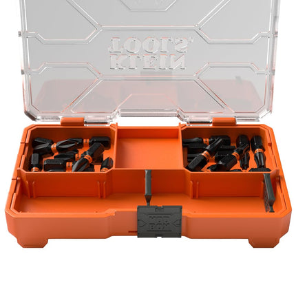 Klein Tools 33001S 20-Piece Impact Driver Bit Set, Slim PH2 T25 ProFlex Bit Set, MODbox Compatible Storage Case, Phillips and TORX Bits, Organizing Bin and Tray