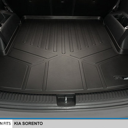 SMARTLINER All Weather Cargo Trunk Liner Floor Mat Behind 2nd Row Black for 2016-2019 Kia Sorento 7-Passenger Model Only