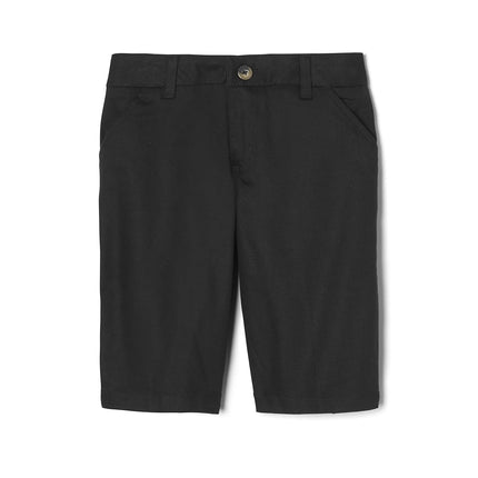 French Toast Girls' Adjustable Waist Stretch Twill Bermuda Short (Standard & Plus), School Uniform Black, 12 Plus