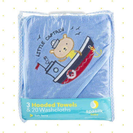Spasilk 23-Piece Essential Baby Bath Gift Set, Navy Nautical