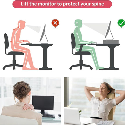 gianotter Monitor Stand with Drawer and Pen Holder, Desk Organizers and Accessories, 2-Tier Monitor Riser, Ideal for Office Supplies Desk Accessories(Pink), D-3-2