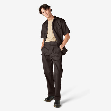 Camisa de trabajo de manga corta Dickies para hombre, XLT, Marrón Oscuro