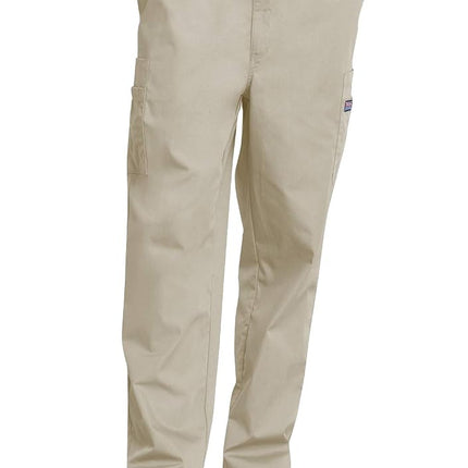 CHEROKEE Men's Drawstring Cargo Scrub Pant, Khaki,