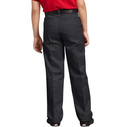 Pantalones de frente plano con cintura elástica grandes para niños Dickies, negros, talla 10