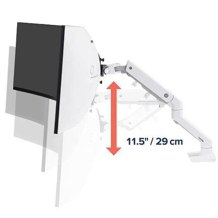 Ergotron – HX HD Premium Heavy Duty Gaming Monitor Arm, Single Monitor Desk Mount – for 1000R Curved Ultrawide Monitors Up to 49″, 12.7-19.1kg, VESA 75x75mm or 100x100mm – White (45-647-216)