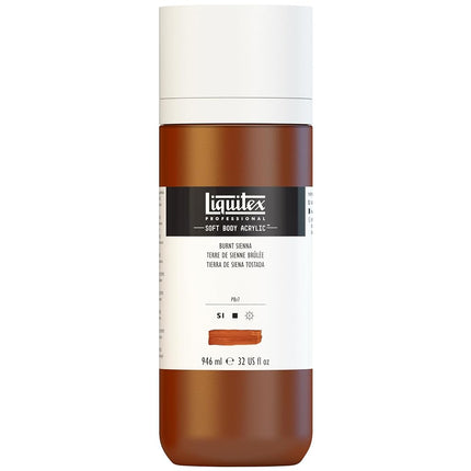 Pintura Acrílica Profesional de Cuerpo Blando Liquitex, botella de 946 ml, Tierra de Siena Tostada