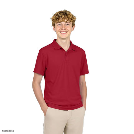 IZOD Boys' School Uniform Performance Short Sleeve Solid Polo, Red, 18-20