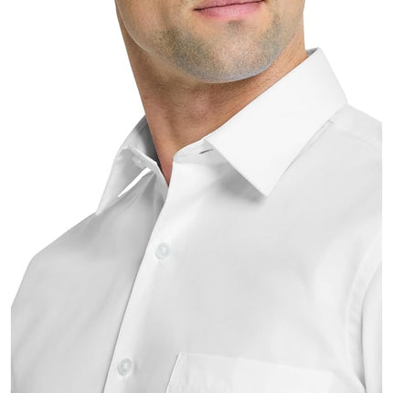 Van Heusen Men's Dress Shirt Fitted Poplin Solid, White, 15.5" Neck 32"-33" Sleeve