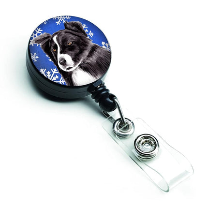 Caroline's Treasures Border Collie Winter Snowflakes Holiday Retractable Badge Reel, Multicolor (SC9367BR)