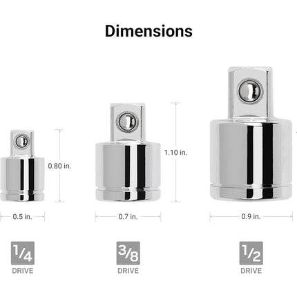 TEKTON 1/4, 3/8, 1/2 Inch Drive Mini Extension Set (3-Piece) | SHA99020