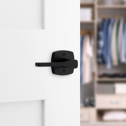 Kwikset Tripoli Half Dummy Internal Door Knob Lever with Soft Modern Rose in Matte Black 97880-954