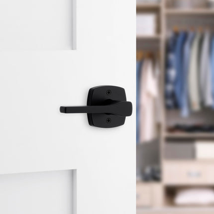 Kwikset Tripoli Half Dummy Internal Door Knob Lever with Soft Modern Rose in Matte Black 97880-954