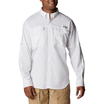 Columbia Mens Blood and Guts Iv Woven Long Sleeve, White, XXL