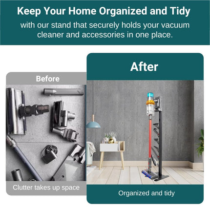 IZSOHHOME Vacuum Stand for Dyson,Storage Stand Docking Station Holder,Compatible with Dyson V15 V11 V10 V8 V7 V6 Cordless Vacuum Cleaners Accessories,Stable Metal Bracket Organizer Rack(Update Black)