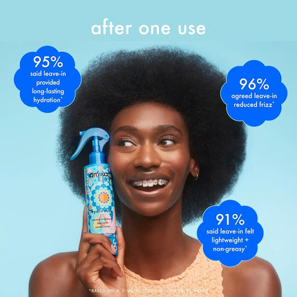 amika hydro rush intense moisture leave in conditioner spray - frizz-reducing detangling spray - hydrating hair care infused with hyaluronic acid, squalane + polyglutamic acid (200 ml)