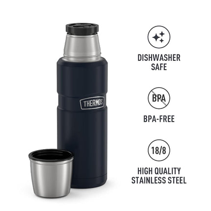 Thermos Stainless King Vacuum-Insulated Compact Bottle, 16 Ounce, Midnight Blue