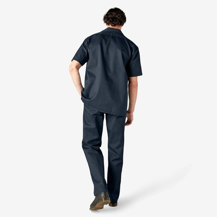 Dickies Men's Short Sleeve Work Shirt, Navy, 4X-Large Big Tall