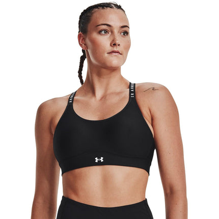 Under Armour Infinity Covered Mid Sport Bra, Women Black, Black / Black / Jet Gray (001), XS
