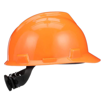 Msa Safety Sales, Llc - 488146 Orange V-Gard Polyethylene Cap Style Hard Hat With Ratchet4 Point Ratchet Suspension, Hi-Viz Orange, Standard
