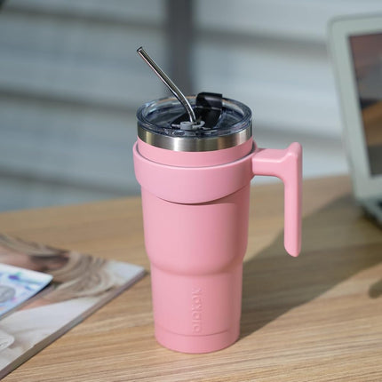 BJPKPK Tumbler with Handle 30oz Stainless Steel Insulated Tumbler Mugs with Lid and Straw for Women and Men,Sakura