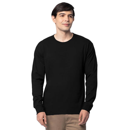 Fruit of The Loom Mens Eversoft Cotton Long Sleeve T Shirts, Breathable & Moisture Wicking with Odor Control, Sizes S-4x, Long Sleeve - Black Ink, S