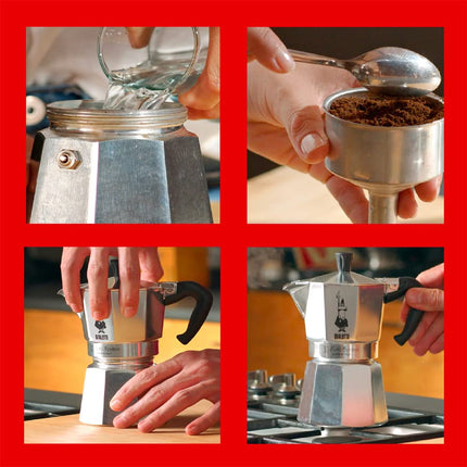 Bialetti Moka Express Aluminium Stovetop Coffee Maker (2 Cup), 8x11x11 cm, Silver