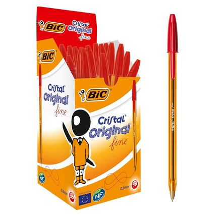 BIC Cristal Fine Ballpoint Pens - Red - Large Box 