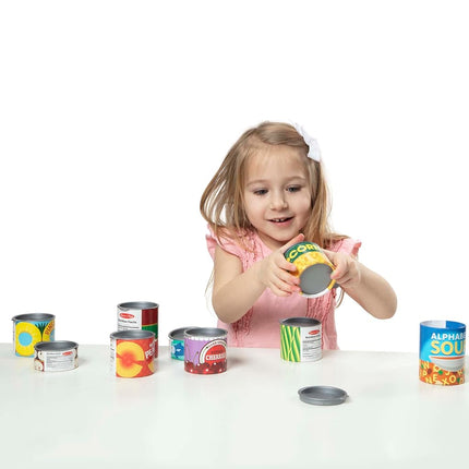 Melissa & Doug Let's Play House! Grocery Cans Play Food Kitchen Accessory - 10 Stackable Cans With Removable Lids