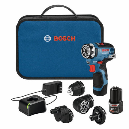 Bosch GSR12V-300FCB22 12V Max EC Brushless Flexiclick 5-in-1 Drill/Driver System with (2) 2.0 Ah Batteries