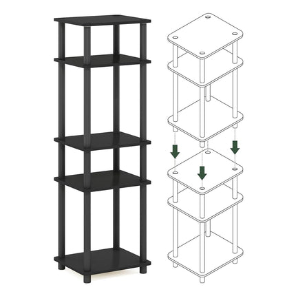 Furinno JUST Set of 2, 3-Tier Tool-Free Bedside Table, Americano