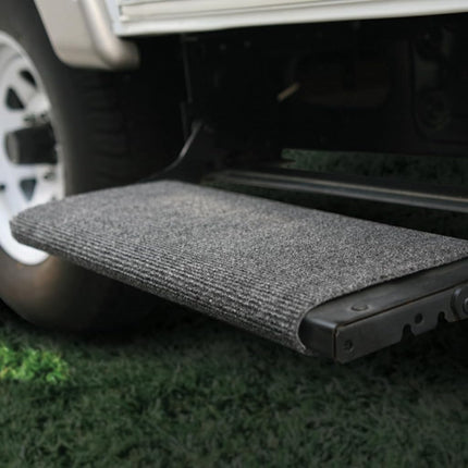 Camco Wrap Around RV Step Rug - for Manual & Electric RV Steps - Fits 18" Wide Steps - Weather-Resistant - Gray (42925)