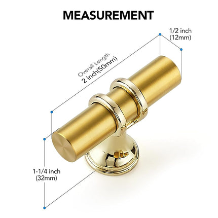 25 Pack Brushed Brass Cabinet Knobs 2 Inch Gold Drawer Knobs Single Hole