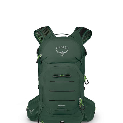 Mochila de ciclismo de montaña para hombre Osprey Raptor 14L con depósito de hidratación, Tundra Green, Talla única, 14l