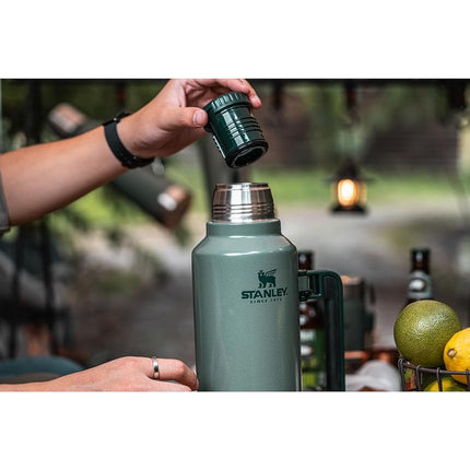 Stanley Classic Vacuum Insulated Wide Mouth Bottle - Hammertone Silver - BPA-Free 18/8 Stainless Steel Thermos for Cold & Hot Beverages - 2 QT