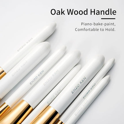 ENZO KEN Natural Black Goat Hair Makeup Brush Set with Case, Natural Hair Makeup Brushes Set Professional, Make up Brushes Set Professional, Natural Makeup Brushes, Natural Bristle Makeup Brushes.
