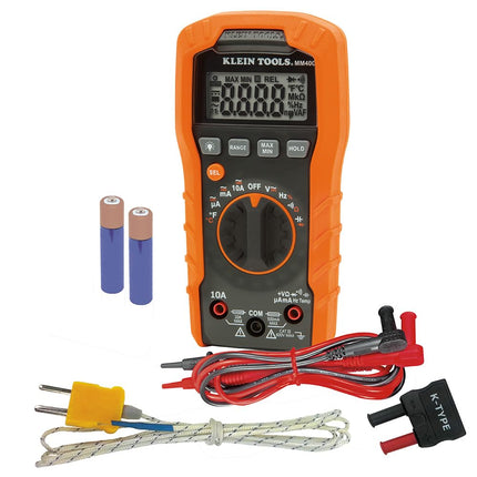 Klein Tools 80063 Multimeter and IR Thermometer 2-Piece Electrical and Temperature Test Kit with Test Leads, Thermocouple, Pouch, Batteries