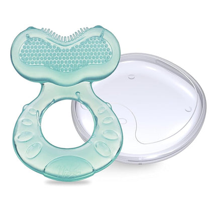 Nuby Teethe-EEZ Soft Silicone Teether | Silicone Teether with Surface to Massage Teeth | Hygienic Case Included | Turquoise | +3 Months