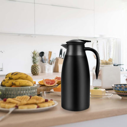 GearRoot 2pcs 70oz Coffee Carafe Airpot Insulated Coffee Urn Stainless Steel Vacuum Thermal Pot Dispenser for Coffee, Hot Water, Tea, Hot Beverage - Keep 12 Hours Hot, 24 Hours Cold (Black)
