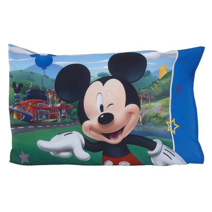 Disney Mickey Mouse Having Fun Super Soft 2 Piece Toddler Sheet Set, White/Grey/Blue/Red