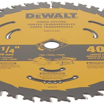 DEWALT Circular Saw Blade, 8 1/4 Inch, 40 Tooth, Cross Cutting (DWA181440)