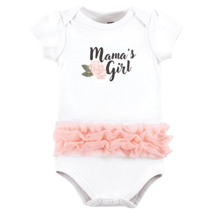 Hudson Baby Unisex Body de algodón para bebé, tutú de peonía rosa Mamas Girl, 9-12 meses, tutú de peonía rosa Mamas Girl, 9-12 meses
