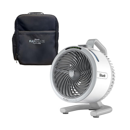 Shark FlexBreeze HydroGo Ultra-Powerful Portable Fan with Indoor/Outdoor Evaporative Mist, Up to 70 Feet Range, Corded and Wireless, Up to 12 Hours Battery, White, FA053BRN