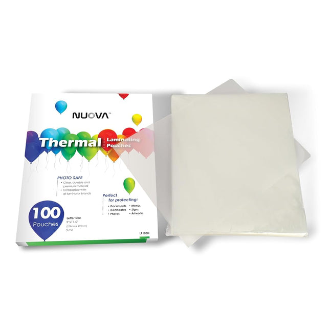 Nuova Premium Thermal Laminating Pouches 9" x 11.5", Letter Size, 3 mil, 100 Pack (LP100H)